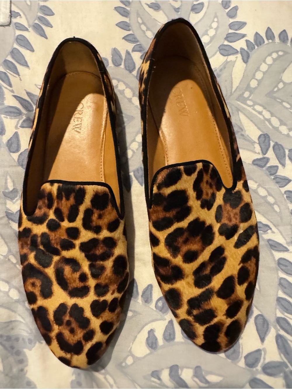 J. Crew Leopard-Print Slip On Flats in Tan and Black